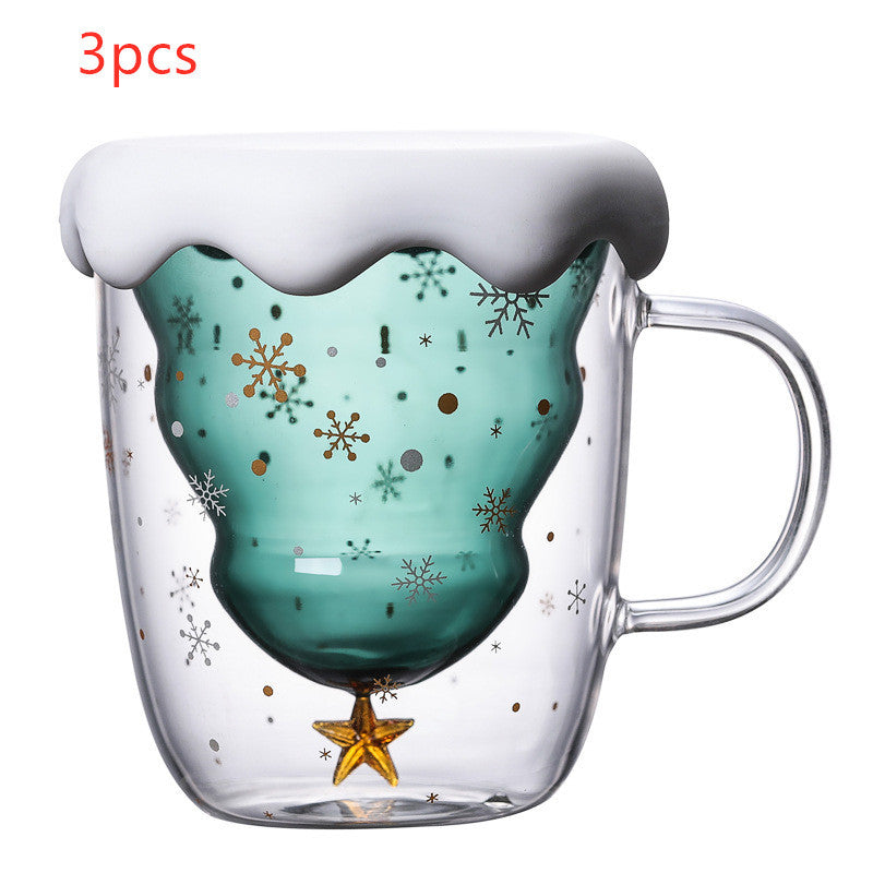 Double-layer Glass Christmas Tree Star Wish Cup High-temperature Resistant Glass Water Cup