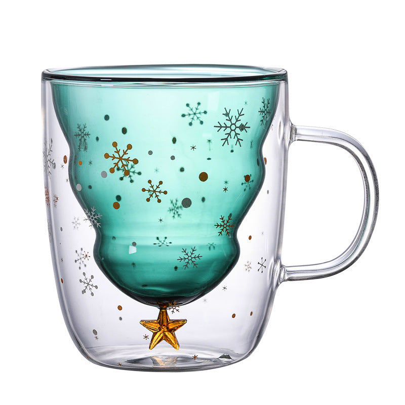 Double-layer Glass Christmas Tree Star Wish Cup High-temperature Resistant Glass Water Cup