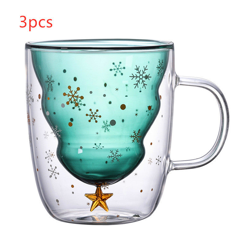 Double-layer Glass Christmas Tree Star Wish Cup High-temperature Resistant Glass Water Cup