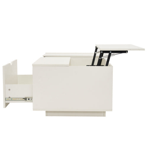 Lift Up Coffee Table, Coffee Table With Drawer, Wooden Tea Tables Sofa End Tables For Living Room Furniture , White