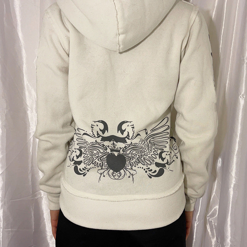 Long Sleeve Hoodie Jacket Heart Zip
